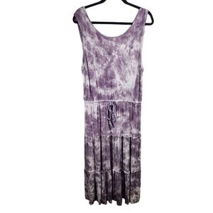 Knox Rose Maxi Dress Size Large Sleeveless Purple White Tie Dye
